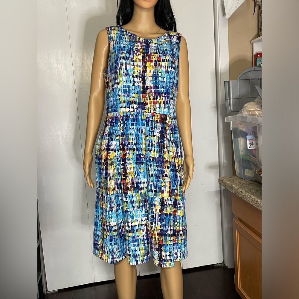 Ellen Tracy Multi Color Fit & Flare Knee length Dress